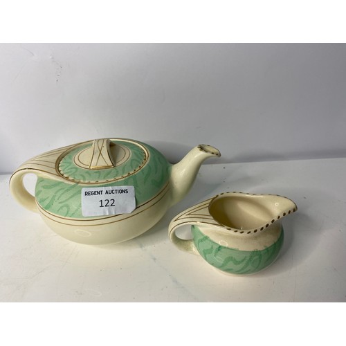 122 - A Sadler teapot and a Burleigh Balmoral teapot and milk jug