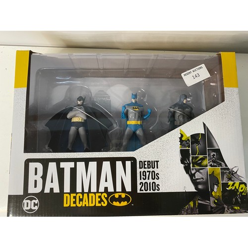 143 - DC Batman Decades set of 3 figures, boxed as new.