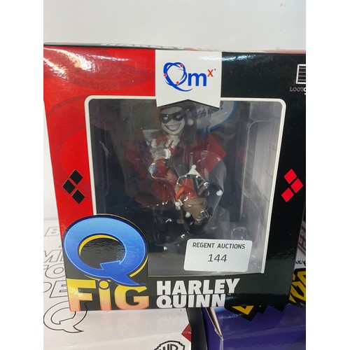 144 - Collection of 5 figures from QFig including Storm, Harley Quinn, Demona,The Rocketeer and Sub-Zero.