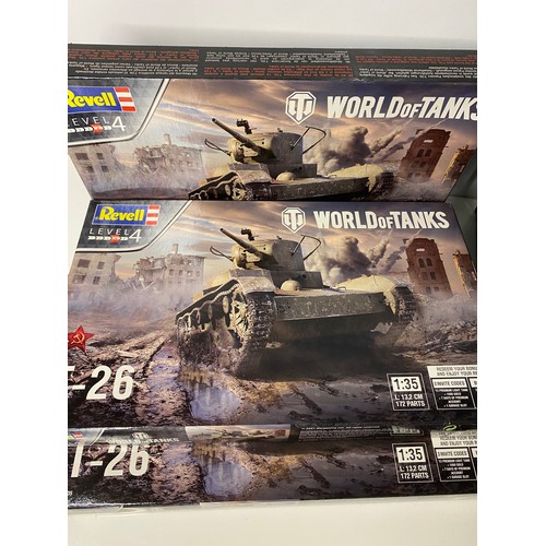 146 - 6 x World of Tanks model tanks from Revell, T-26