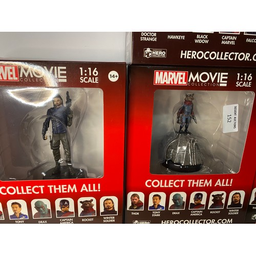 152 - Marvel Movie collection figures includes Winter Soldier, Nick Fury, Rocket, Captain America, Ant-Man... 