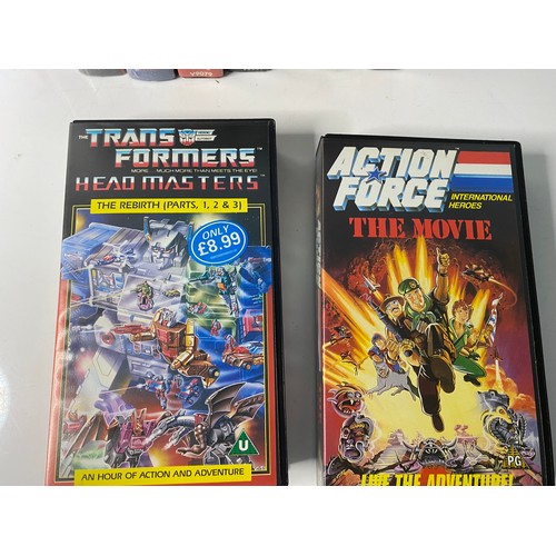 270 - Ten Vintage childrens animation videos, 4 Transformers, 3 Action Force, Gobots Battle of the Rock Lo... 