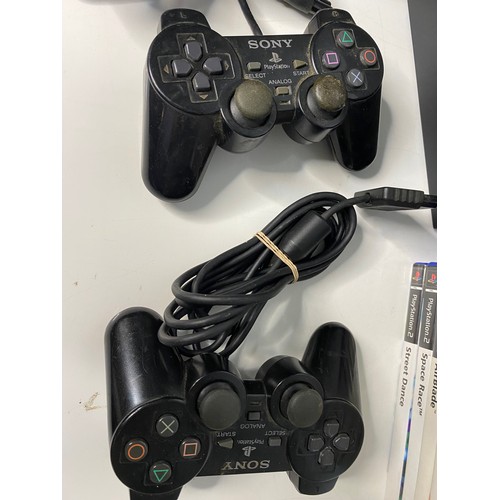 176 - PS2 console with 2 controllers, memory card and 15 games. Fully tested and working