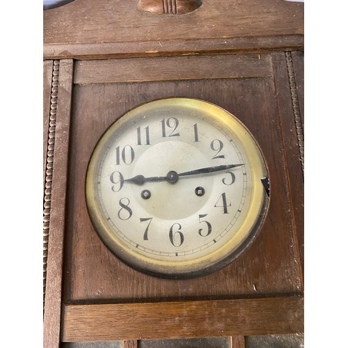 447 - 2 x vintage wall clocks in Mahogany and Oak.