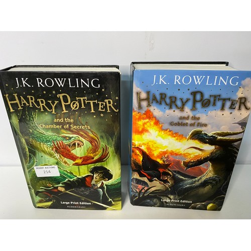 214 - 2 Harry Potter books in large print, The Chamber of Secrets and The Goblet of Fire. Also 3 Harry Pot... 