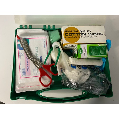 225 - Set of Vintage kitchen weighing scales and first aid box with contents.