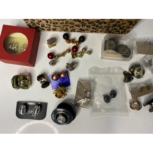 233 - Box of approximately 55 pairs of clip-on ear-rings in a mix of modern and vintage.