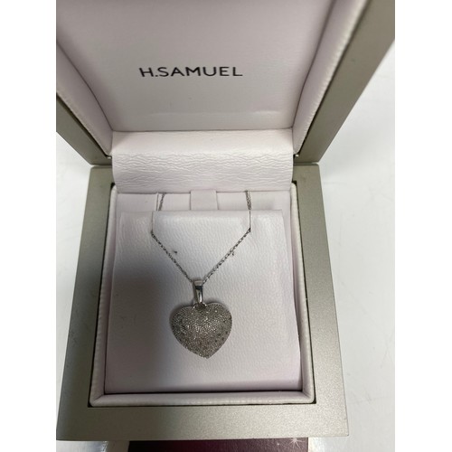 234 - Boxed H. Samuel 9ct white gold heart necklace 2.8g