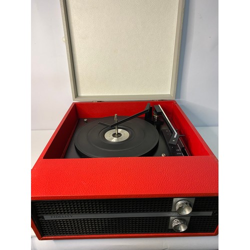 235 - Vintage BSR record player in red and cream