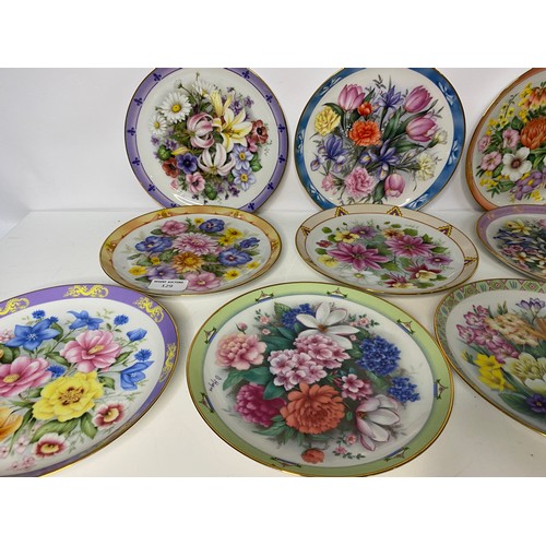 129 - Selection of 10 x decorative plates depicting the flowers of America.