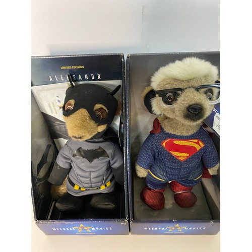 166 - Superman and Batman Meerkats in boxes.