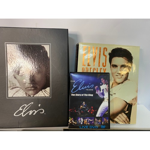 177 - Selection of Elvis memorabilia including records, CD's and books.