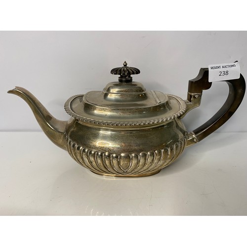 238 - Mappin and Webb silver Teapot, milk jug and sugar bowl, hallmarked.