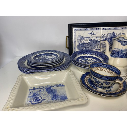 288 - Selection of Blue and White dinnerware and china.