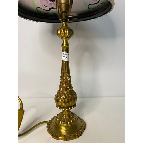 289 - Table lamp with glass shade signed 'Vianne' measuring 55 cms tall