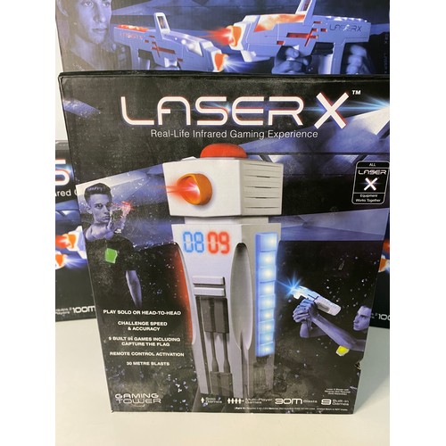 292 - Assortment of Laser X gaming equipment including 6 long range blasters and gaming tower