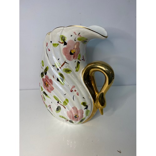 313 - Vintage Italian porcelain gilded Swan Vase.