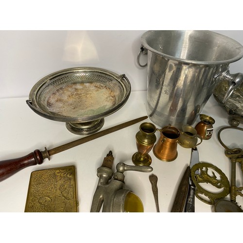 33 - Selection of brass and silverplate.