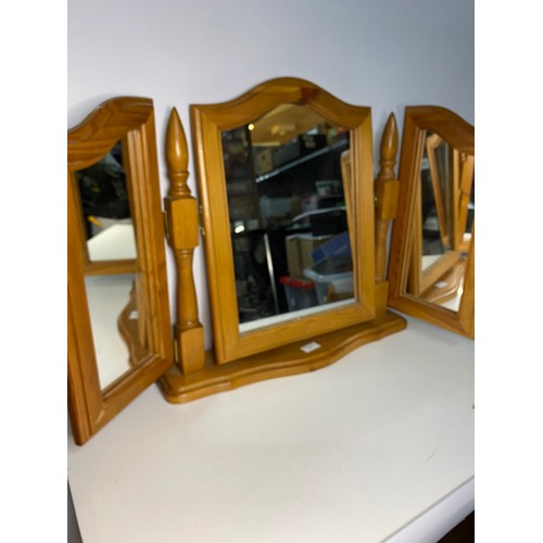 81 - Vintage pine framed dressing table mirror standing 50cms tall