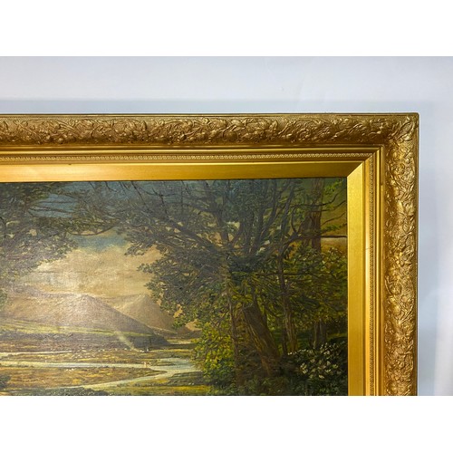 202 - Framed landscape artwork in gold ornate frame measuring 120 x 84 cms,