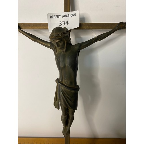 334 - Brass crucifix 36cms tall