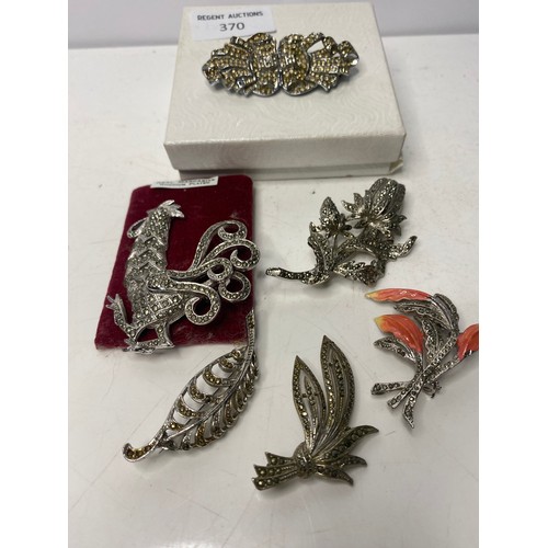 370 - 6 x vintage marcosite brooches