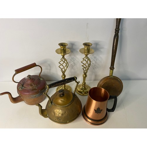 394 - Selection of brass and copper ware