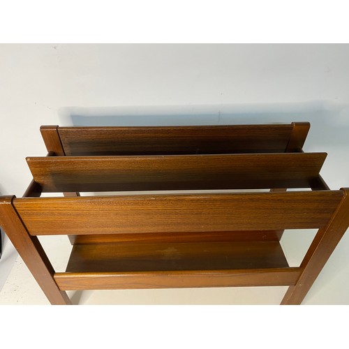 386 - Mid century teak magazine rack measuring 50 cms wide x 36 cms tall