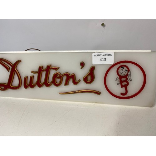 413 - Vintage Duttons OBJ ale light up sign measuring 36 cms long