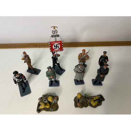 418 - Collection of 8 x King and Country lead German figures and 2 x Thomas Gunn figures