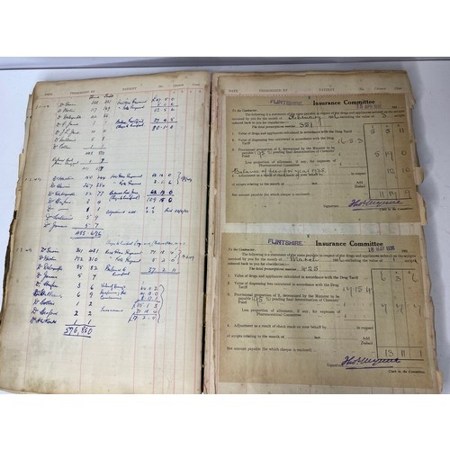 10 - 2 Antique Ledgers, one containing the National Health Prescription Record.