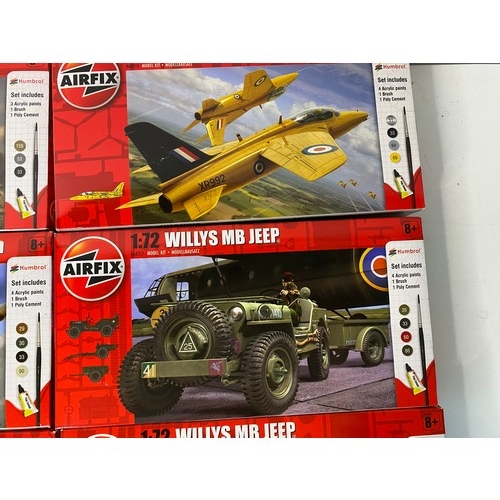 145 - 6 x boxes of Airfix model planes, trucks and tanks.