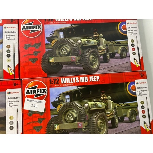 145 - 6 x boxes of Airfix model planes, trucks and tanks.