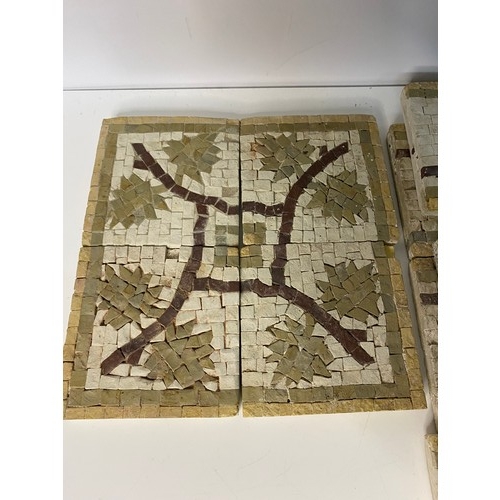 275 - 18 Large fired earth floor tiles in Mosaic vine pattern. 14 straight tiles and 4 corners. Straight t... 