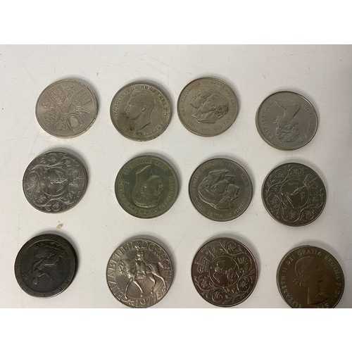 417 - Selection of coins including a 1797 George III cartwheel twopence, 3 x 1951 5 shillings, 10 x Elizab... 