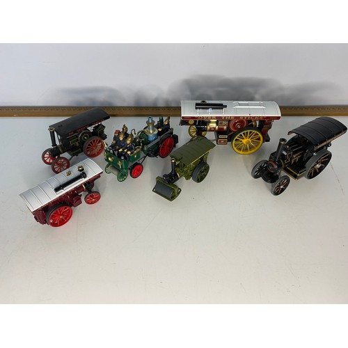 625 - 3 x Corgi vintage Glory Steam Wagons, a Lledo Burrell Road Roller, a Matchbox Busch Fire Engine and ... 