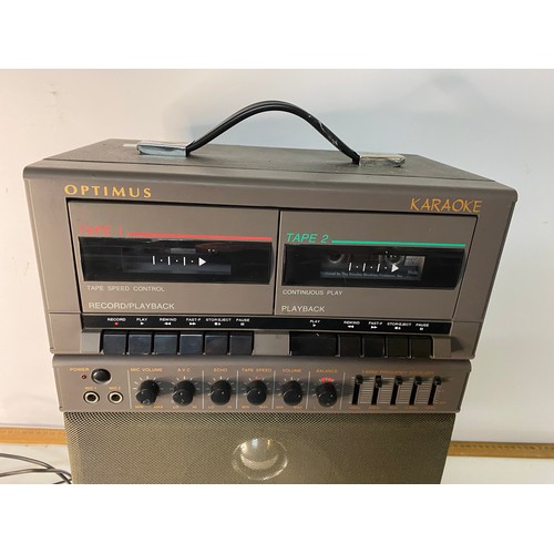 634 - Vintage Optimus Karaoke machine, working and comes with microphone on stand.