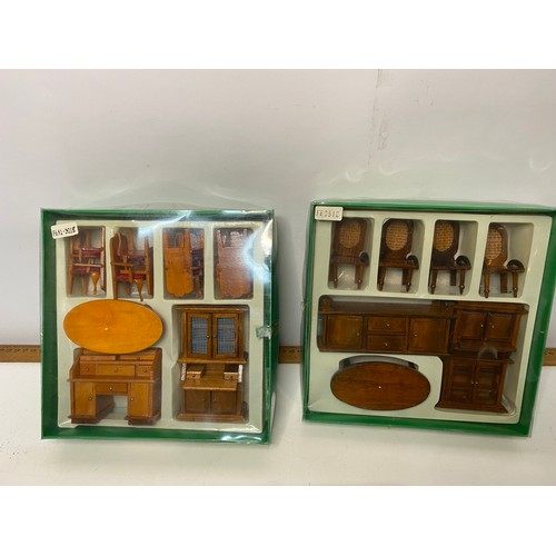 675 - Box of vintage wooden dolls house furniture most in original boxes.