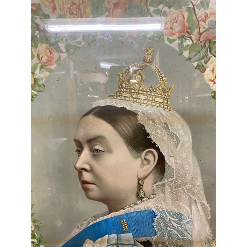 692 - Large framed print of Queen Victoria 97x71cms