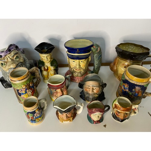 696 - Selection of vintage character jugs and tankards.