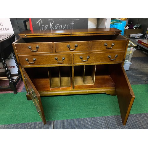 755 - Mahogany stereo system cabinet measuring 115 x 75 cms tall