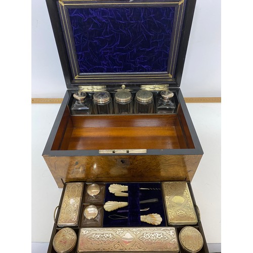 761 - Victorian Gentleman's dressing box by Parkins & Gotto with secret drawer