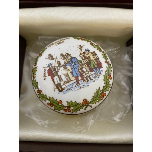 769 - Boxed selection of 12 x Caverswall miniature cups and saucers depicting Christmas and Easter event, ... 