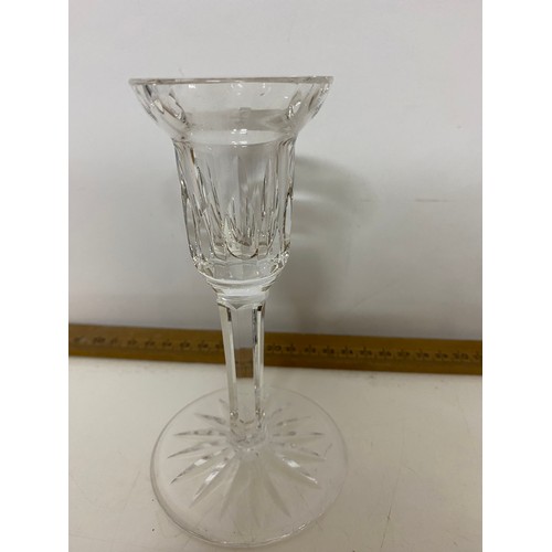 776 - 2 x Waterford crystal glass candlestick holders measuring 15 cms tall