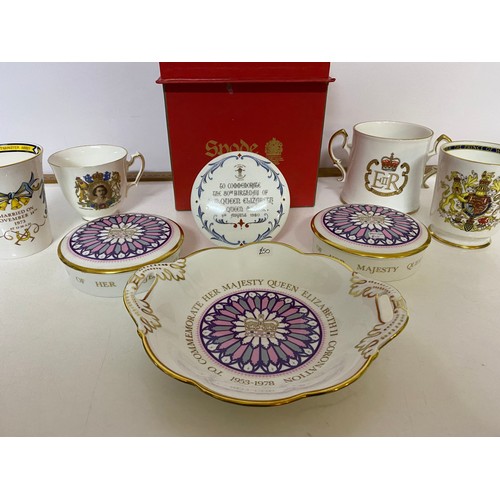 777 - Selection of Royal memorabilia items including Coalport, Spode, Royal Stafford, Crown Staffordshire ... 