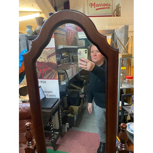 780 - Mahogany cheval mirror with drawer to base measuring 168 cms tall