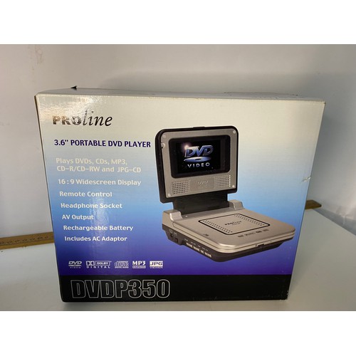 708 - Pair of boxed Proline DVP350 portable DVD player and accessories.