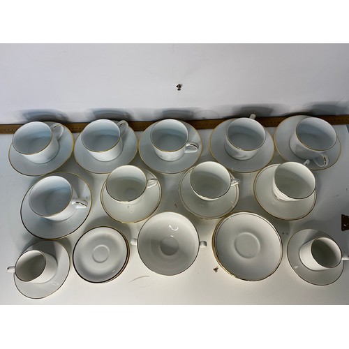 712 - Assortment of vintage white and gold china cups and saucers some from Duchess, Ascot.