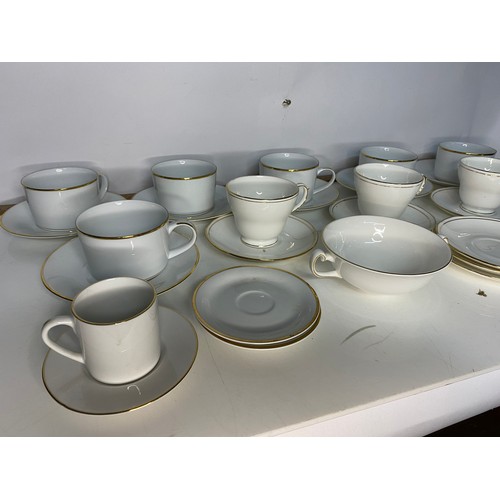 712 - Assortment of vintage white and gold china cups and saucers some from Duchess, Ascot.