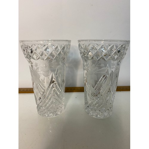 731 - Vintage Bohemian crystal vases and bowls.